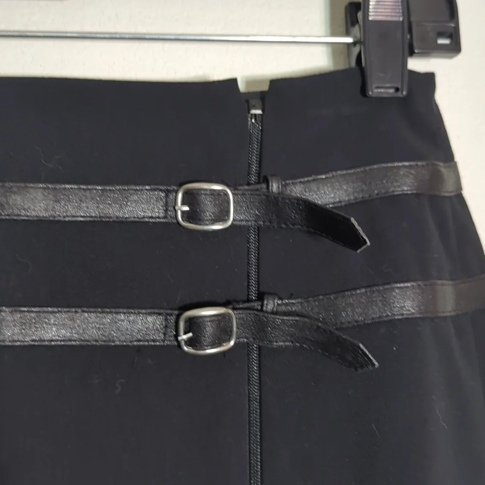 The Limited Black Pencil Skirt with Double Buckle Detail Size 4 - Picture 3 of 8